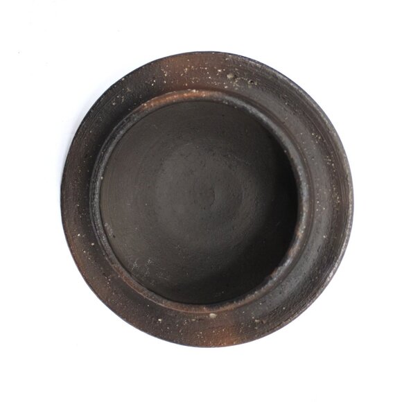 MEXICAN FOLK ART DARK BROWN CLAY POTTERY GINGER POT HAND-PAINTED FLORAL DESIGN - Picture 8 of 10